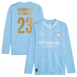 Manchester City Champions of Europe Pitkähihainen Pelipaita Miesten Koti 2023-2024 Manchester City Champions of Europe Pitkähihainen Pelipaita Miesten Koti 2023-2024