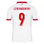 Puola Lewandowski 9 Pelipaita Miesten Koti Euro 2024