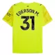 Manchester City Ederson M. 31 Maalivahdin Pelipaita Miesten 2025-26 Keltainen Manchester City Ederson M. 31 Maalivahdin Pelipaita Miesten 2025-26 Keltainen