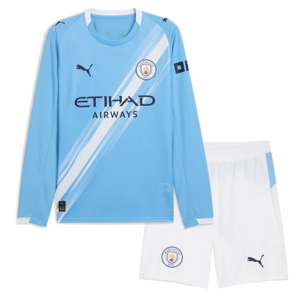 Manchester City Pitkähihainen Pelipaita Lasten Koti 2025-26 Manchester City Pitkähihainen Pelipaita Lasten Koti 2025-26
