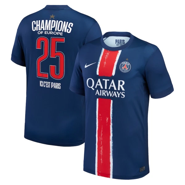 Paris Saint-Germain 1 Star Champions of Europe Pelipaita Miesten Koti 2024-2025 Paris Saint-Germain 1 Star Champions of Europe Pelipaita Miesten Koti 2024-2025