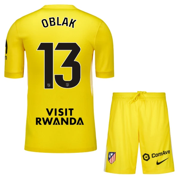 Atlético Madrid Oblak 13 Maalivahdin Pelipaita Lasten 2025-26 Keltainen