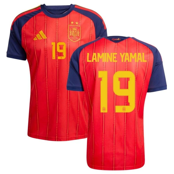 Espanja 2 Stars Lamine Yamal 19 Pelipaita Miesten Koti MM-Kisat 2026 Espanja 2 Stars Lamine Yamal 19 Pelipaita Miesten Koti MM-Kisat 2026