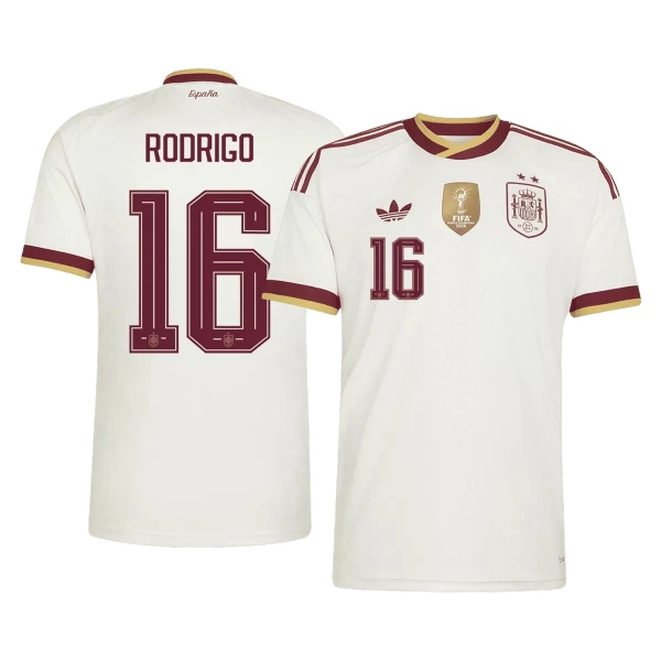 Espanja 2 Stars Rodrigo 16 Pelipaita Miesten Vieras MM-Kisat 2026 Espanja 2 Stars Rodrigo 16 Pelipaita Miesten Vieras MM-Kisat 2026